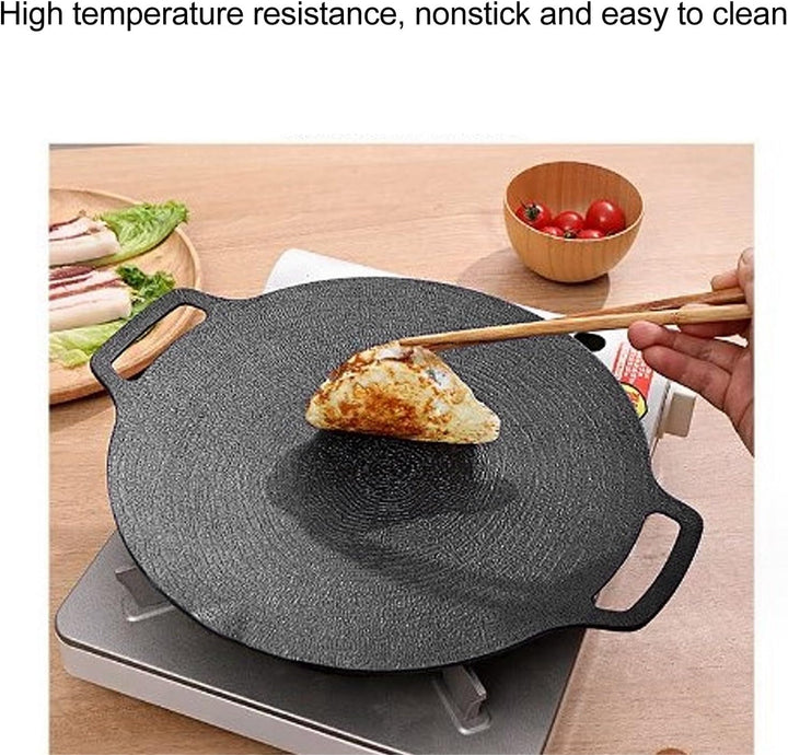 Zerodis BBQ-Grillpfanne, Runde Grillplatte aus Antihaftbeschichtetem Eisen für Camping (Gross: 50 cm