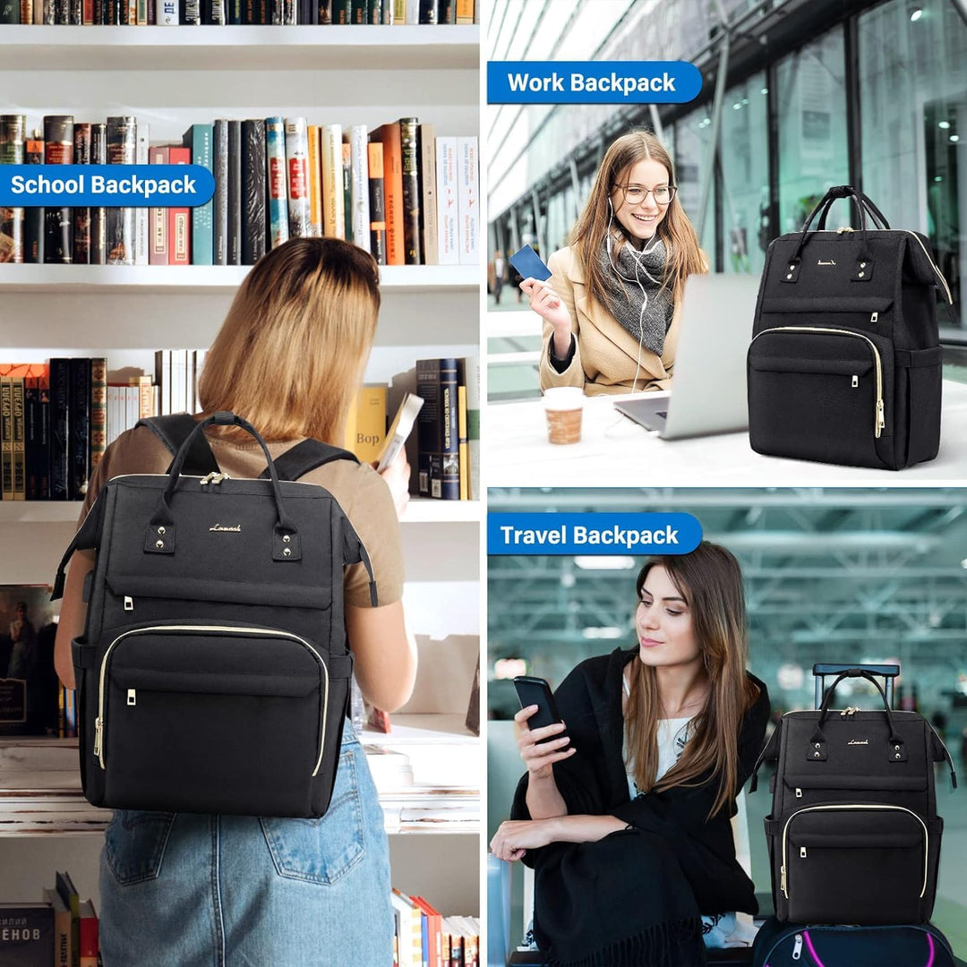 LOVEVOOK Rucksack Damen Schulrucksack, Wasserdicht Laptoprucksack mit Ladeanschluss, Rucksäcke für U