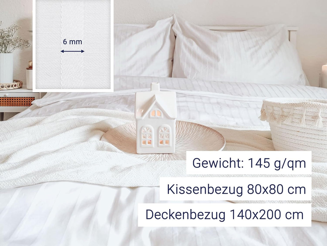 ZOLLNER Bettwäschegarnitur 2-teilig, 80x80 + 140x200 cm, HV, weiss 80 x 80 cm + 140 x 200 cm Weiss,