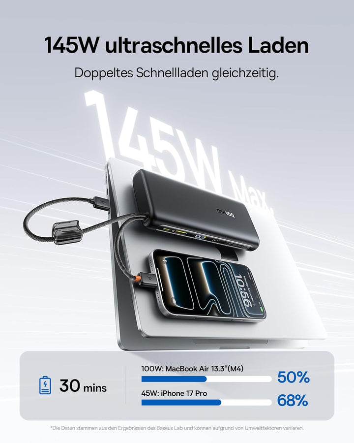 Baseus FC41 145W 25000mAh Powerbank Laptop CCC Zertifizierung, Schnellladen Power Bank mit 2 Integri