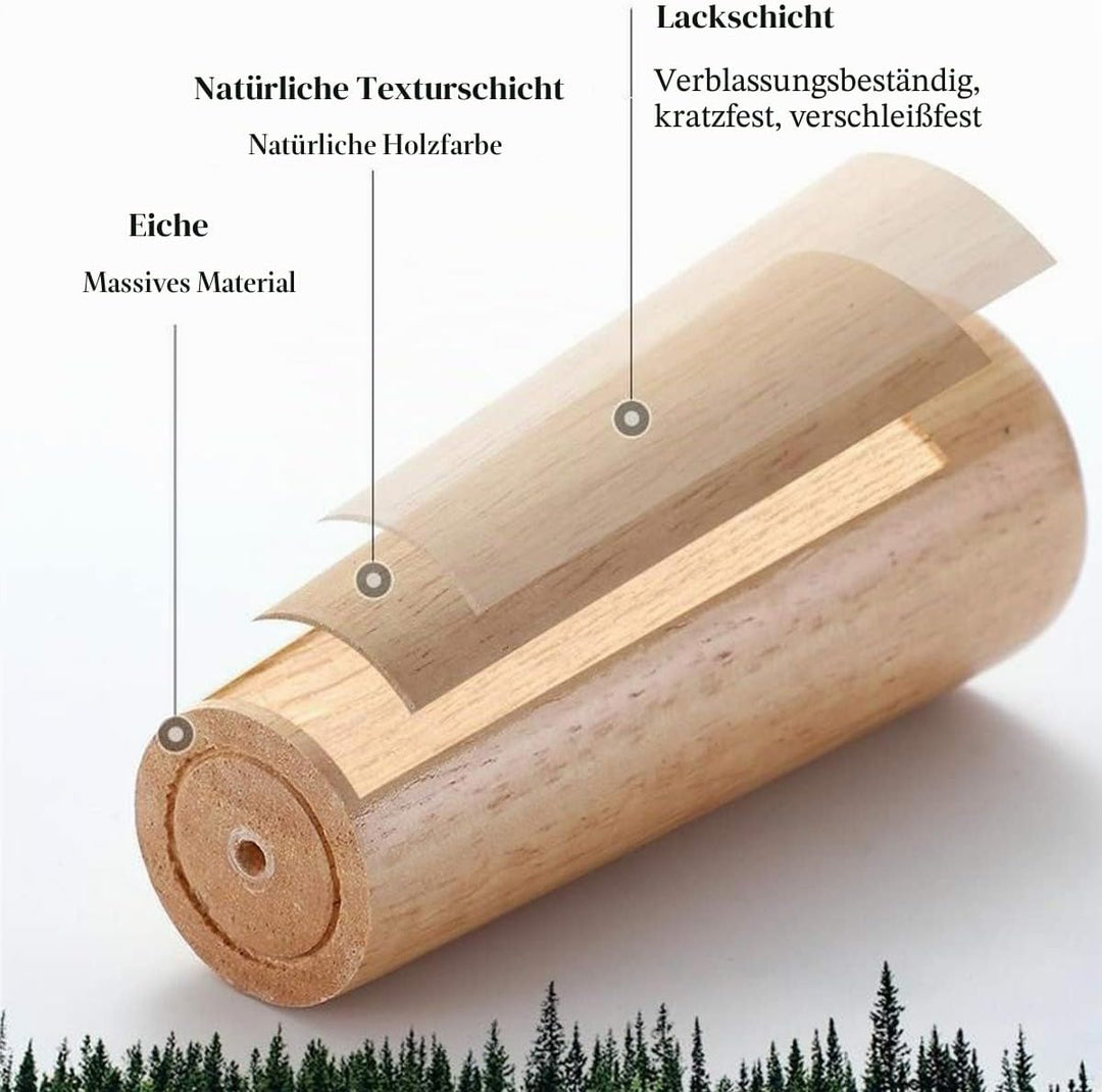 Drenky 4 Stück 25cm Möbelfüsse Holz Rund Möbelfüsse Holz Schräg Dunkel Tischbeine Holz Schrankbeine