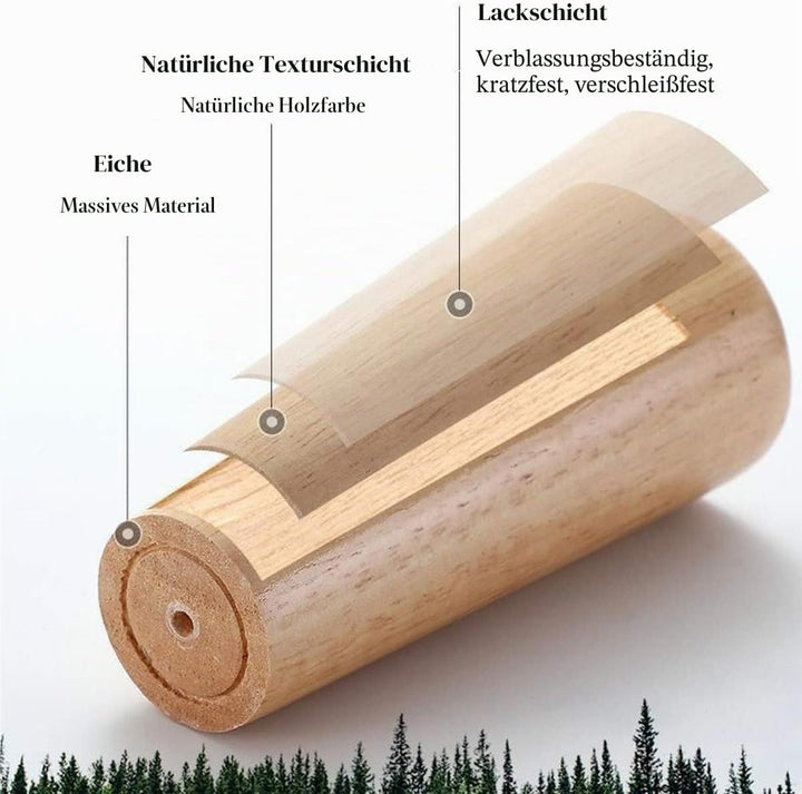 Drenky 4 Stück 25cm Möbelfüsse Holz Rund Möbelfüsse Holz Schräg Dunkel Tischbeine Holz Schrankbeine