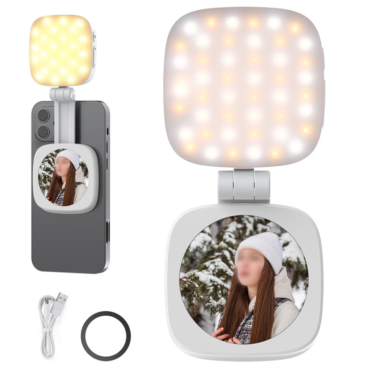 NEEWER Magnetisches Selfie Licht kompatibel mit iPhone MagSafe CRI95 700lx/0,3m Faltbare LED Handy F