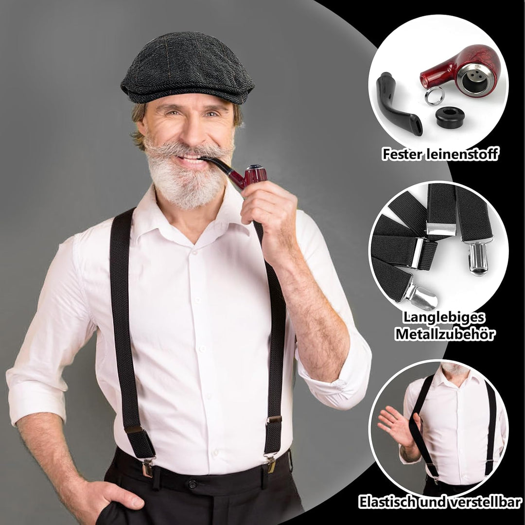 Grantop 1920er Herren Outfit Gatsby Gangster Kostüm Kleidung, 1920er Herren Zubehör Gatsby Gangster