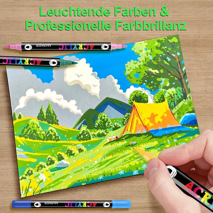 120 Farben Acrylstifte für Steine Wasserfest,0.5-5mm Wasserfester Dual Tip Marker, Stifte für Steine