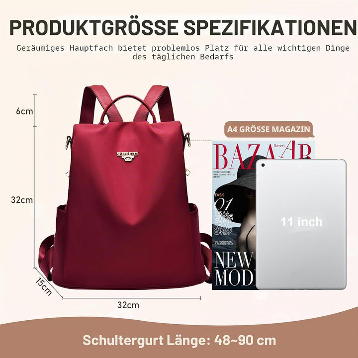 shepretty Wasserdichter Diebstahl-Rucksack für Damen 3-8864rot, 3-8864rot