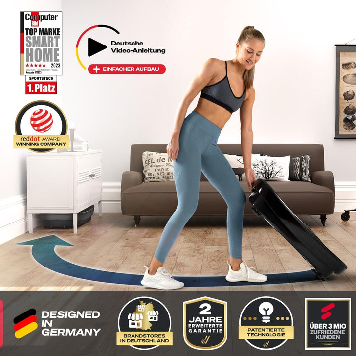 Sportstech Vibrationsplatte VP250 im edlen Curved Slim Design | Fettverbrennung &amp; Muskelaufbau | lei