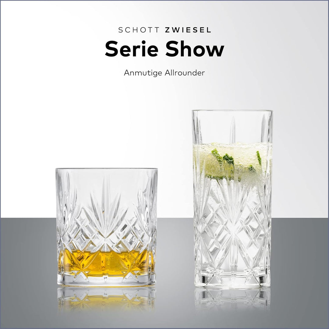 SCHOTT ZWIESEL Longdrinkglas Show (6er-Set), anmutiges Trinkglas für Longdrinks mit Relieff, spülmas