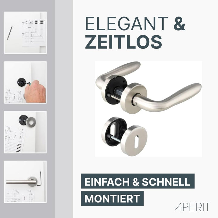 49.342.02 Türbeschlag Modell CESENA BB - Edelstahl Drücker Paar mit Hochhaltefeder auf Rosetten 52mm