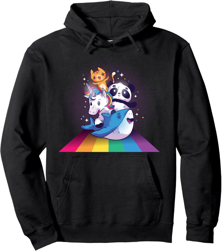 Cat Panda Unicorn Shark Rainbow Gift Men Women Kids Pullover Hoodie