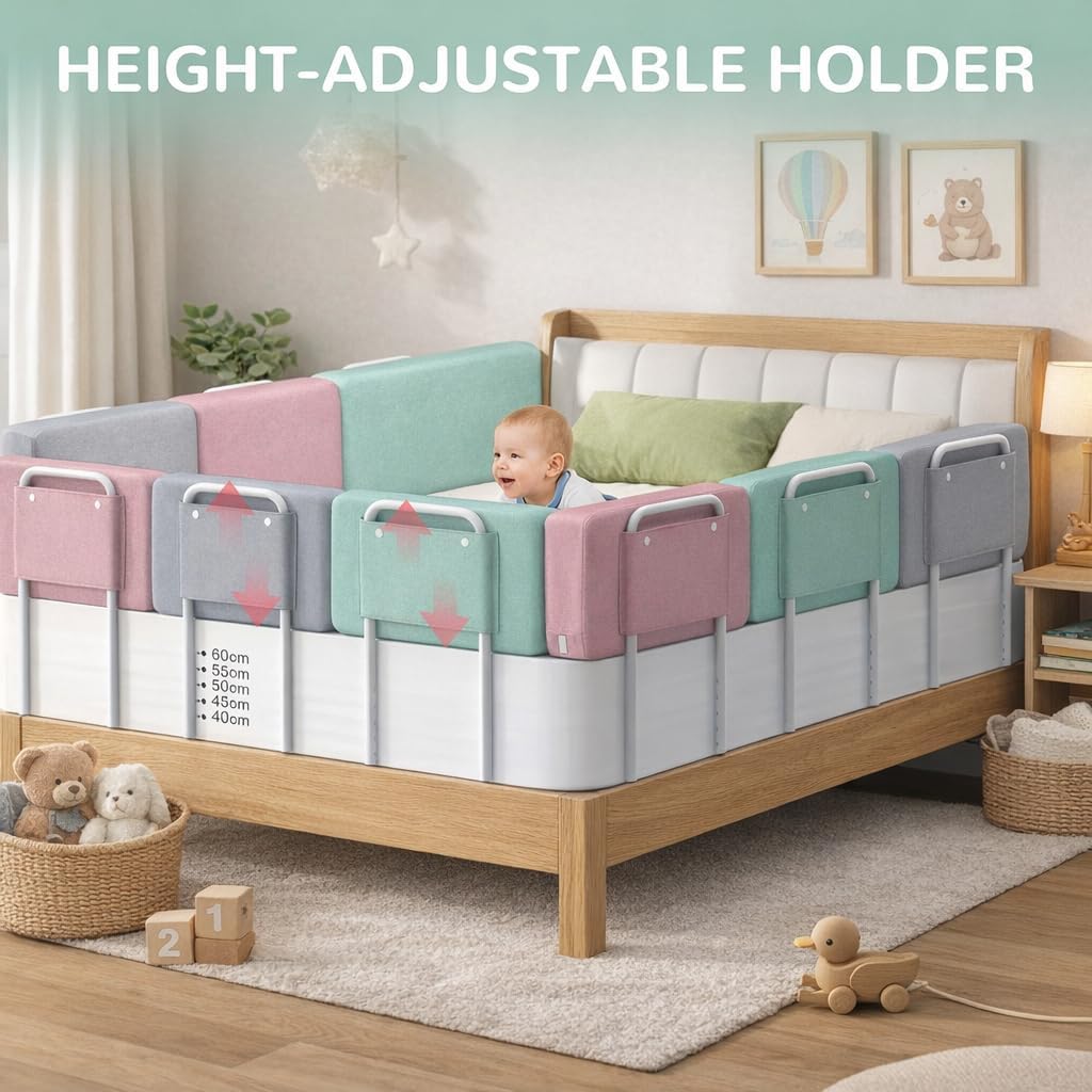 Rausfallschutz Bett, Rausfallschutz Bettgitter für Kinder, Gepolstert, Höhenverstellbar, Bettschutzg