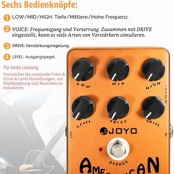 JOYO American Sound Amp Simulator Pedal of Fd 57 Deluxe Verstärker von Clean to Overdrive Sound für