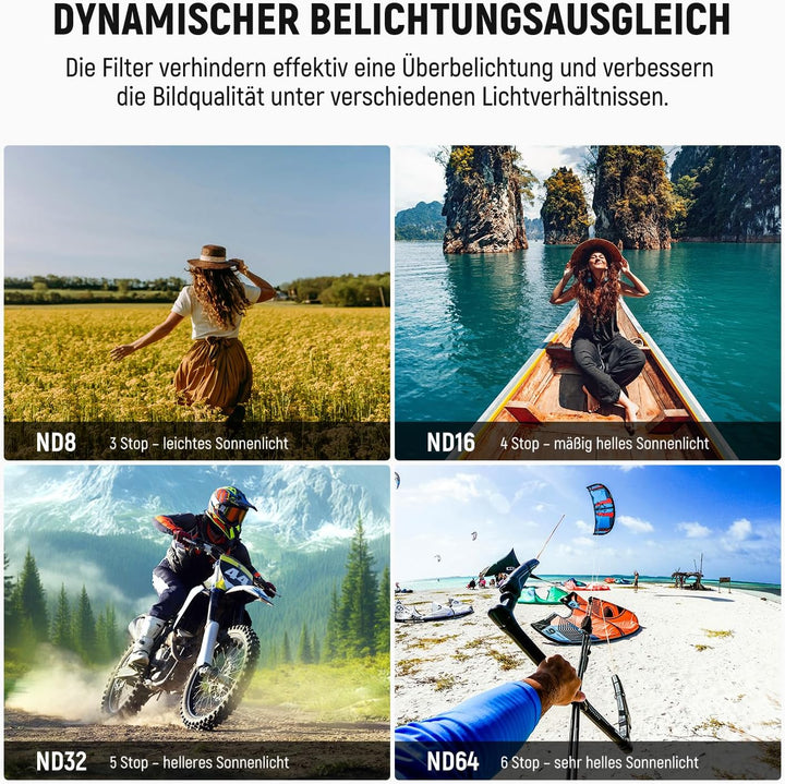 NEEWER ND Filter Set Kompatibel mit Insta360 GO Ultra (UV/CPL/ND8/ND16/ND32/ND64), aufschraubbarer z