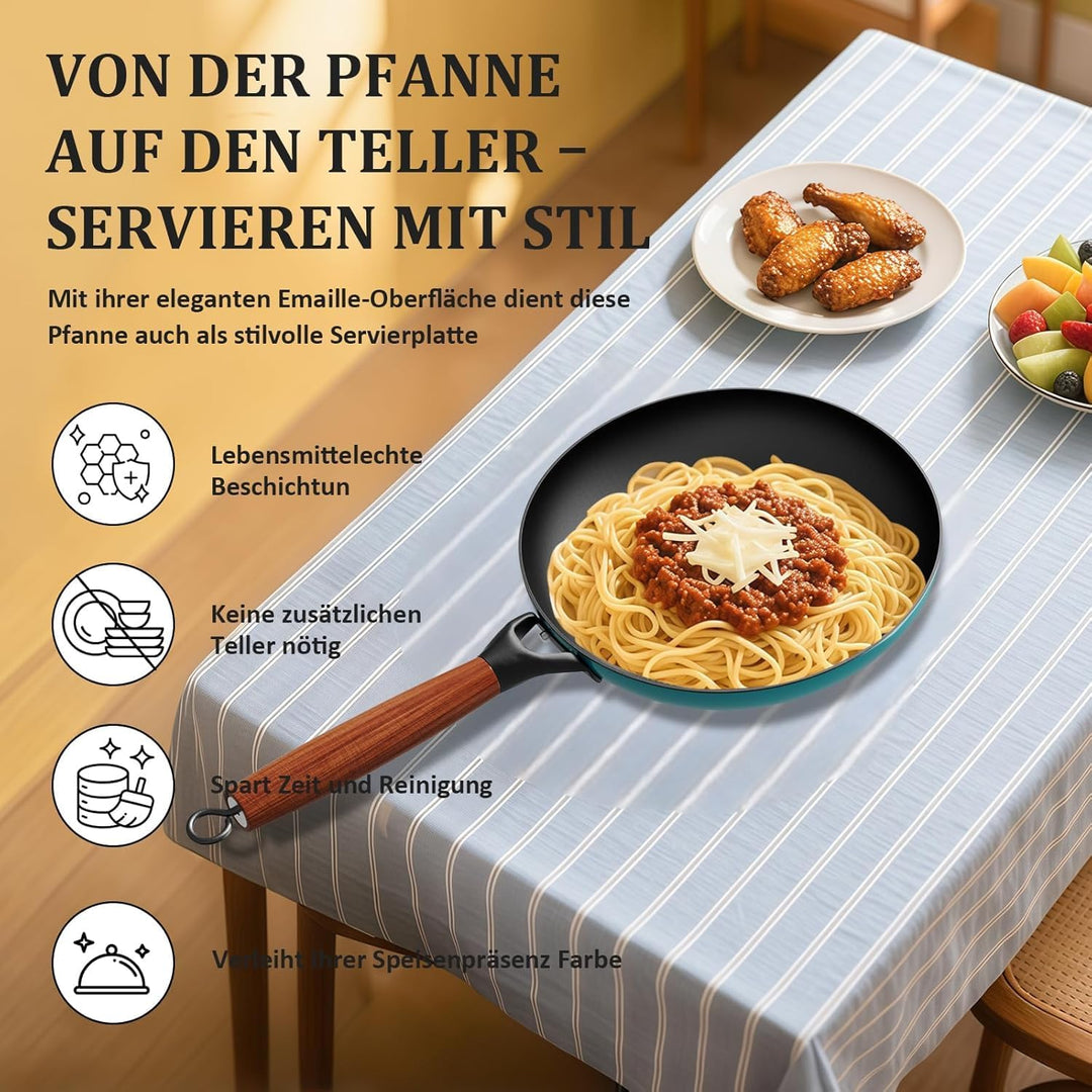 YUTANN Gusseisenpfannen Set 3-teilig, Vorgewürzt Bratpfannen aus Massivem Gusseisen, Pfannen Ø 20, 2