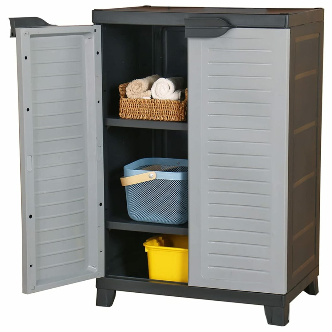 Tidyard Gartenschrank mit 2 Türen und 3 Fachböden Geräteschuppen Kunststoffschrank Spindschrank Schr