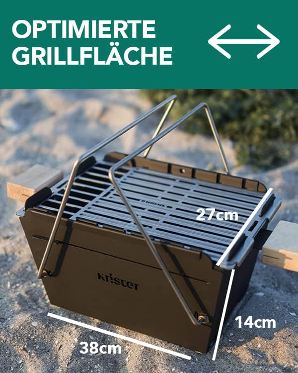 Knister Mobiler Holzkohle-Grill | Ideal Als Camping Grill & Feuerschale | Für 2-6 Personen | Mit Mas