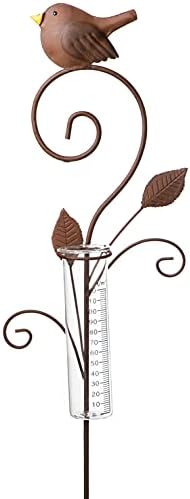 Novaliv Wetterstation Niederschlagsmesser Vogel Rost Wetterfest Garten Dekoration I Wassermengenmess
