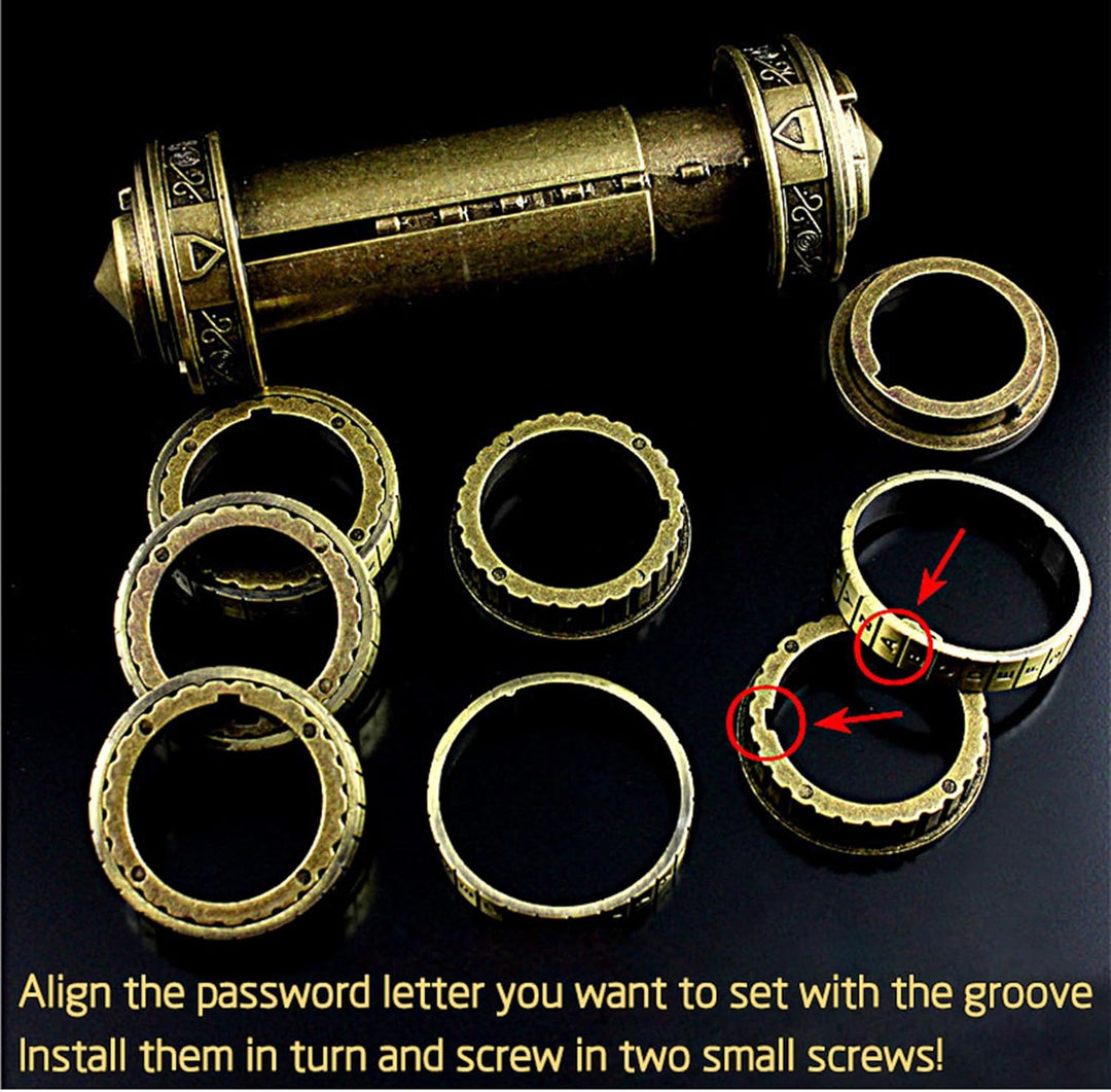 MINGZE Da Vinci Code, Zylinderschloss Box Mini Cryptex Retro Alphabet Sperren Valentinstag Freundin