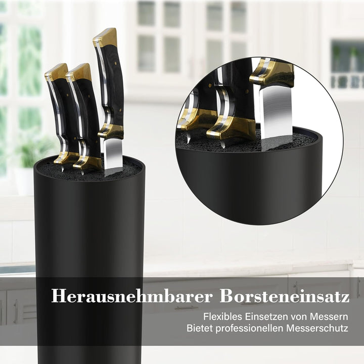 Messerblock ohne Messer, Messerblock mit Borsten Herausnehmbarer, Messerhalter Universal für 8 Messe