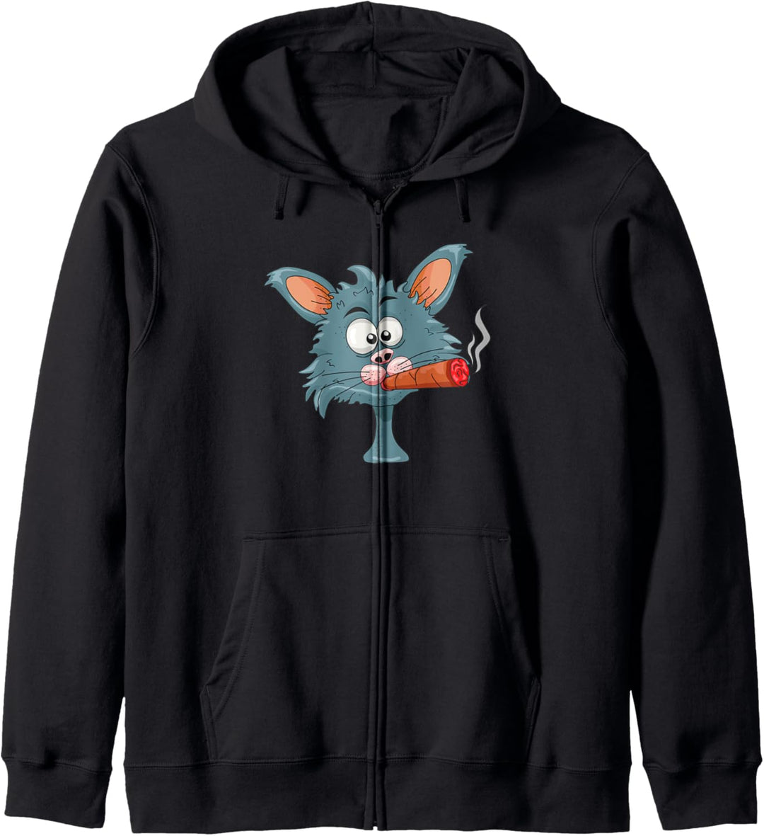 Lustige Katze mit Zigarre Rauchender Kater Kapuzenjacke