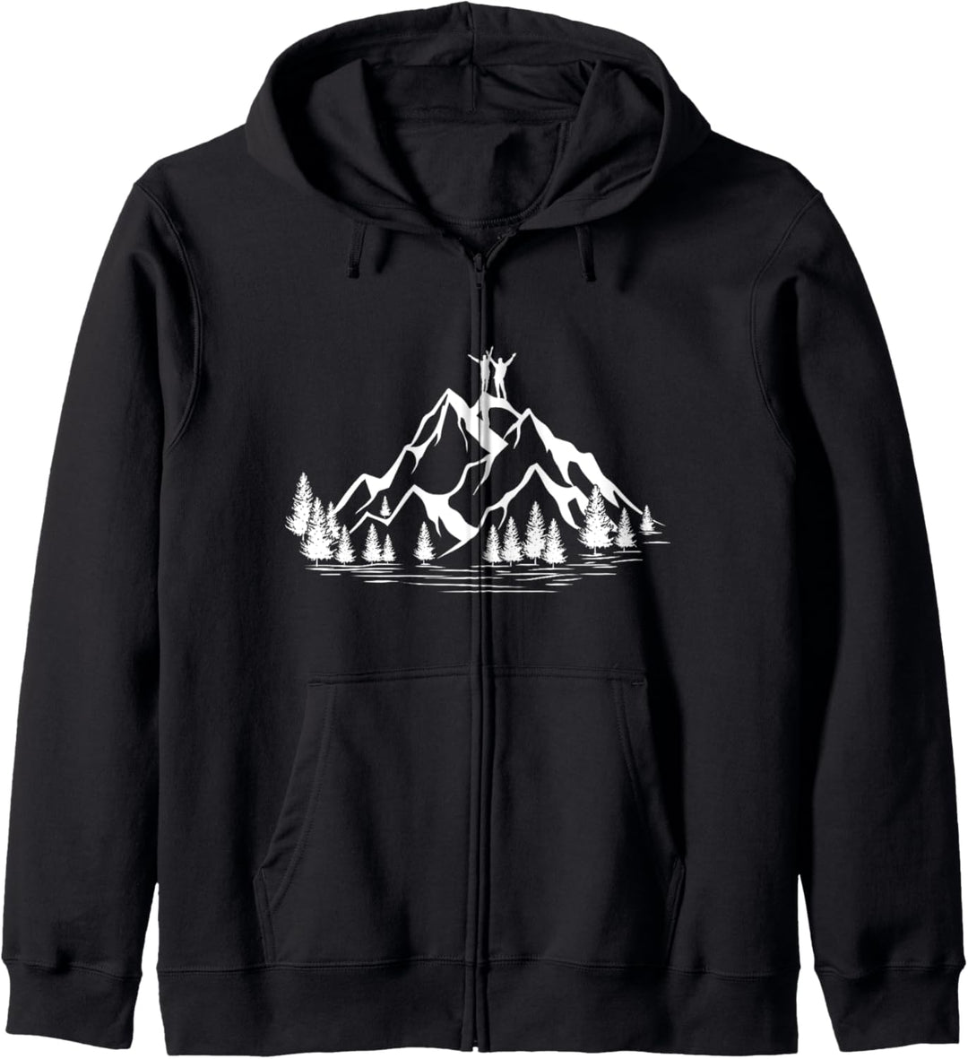 Berge Wander Design mit erfolgreichem Paar auf dem Gipfel Kapuzenjacke