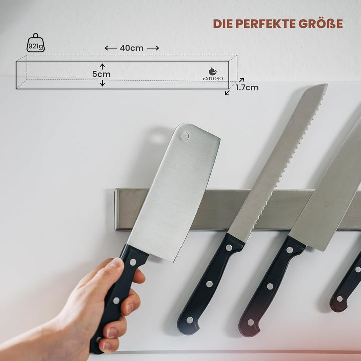 Exitoso Edelstahl Magnetleiste Messer selbstklebend - Kleben und Bohren mit 3M Klebeband - Magnetisc