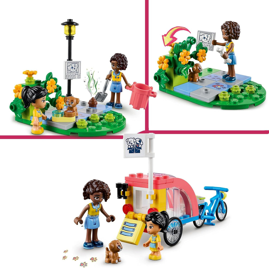 LEGO 41738 Friends Hunde-Rettungsfahrrad, Tierrettung-Spielzeug mit Welpen-Tierfiguren und Mini-Pupp