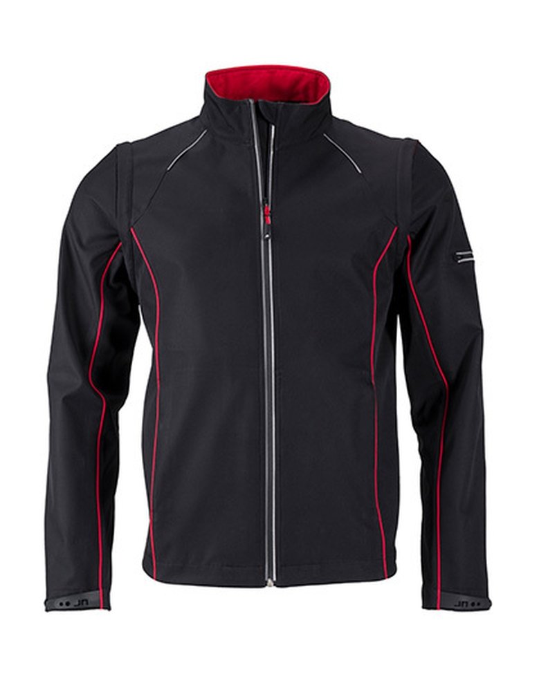 Men`s Zip-Off Softshell Jacket, Grösse:3XL, Farbe:Black-Red