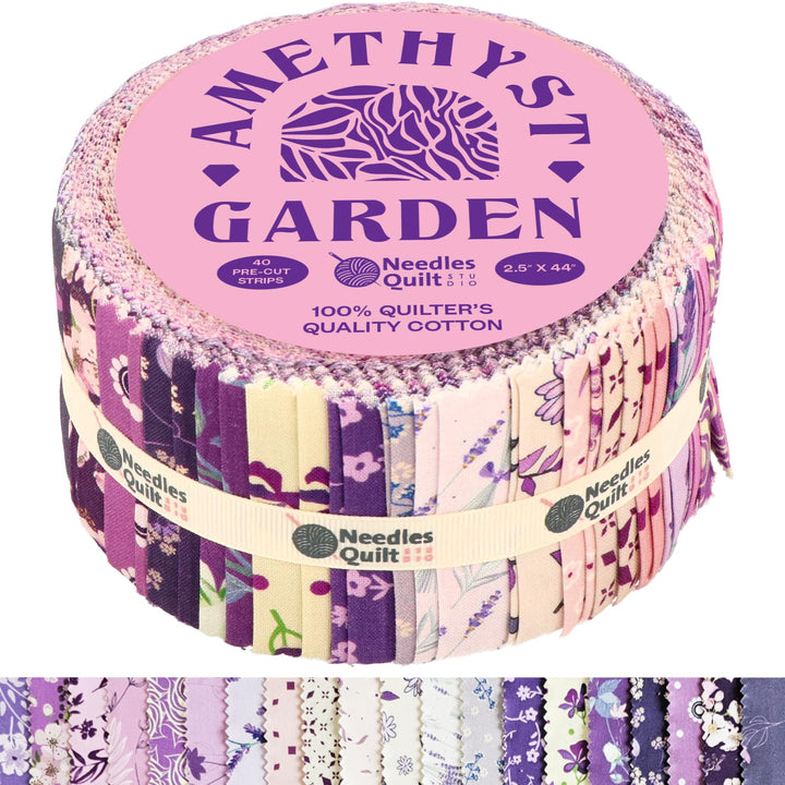 Needles Quilt Studio – 6.3 cm vorgeschnittenes 40 Stoffstreifen (Amethyst-Garten),Baumwollstreifen z