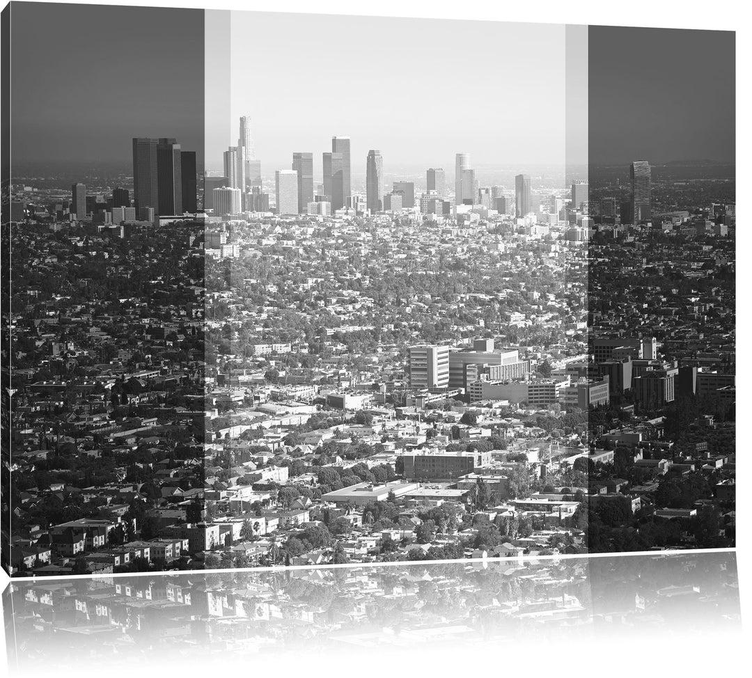 Los Angeles Metropolitan Area schwarz/weiss Format: 100x70 auf Leinwand, XXL riesige Bilder fertig g