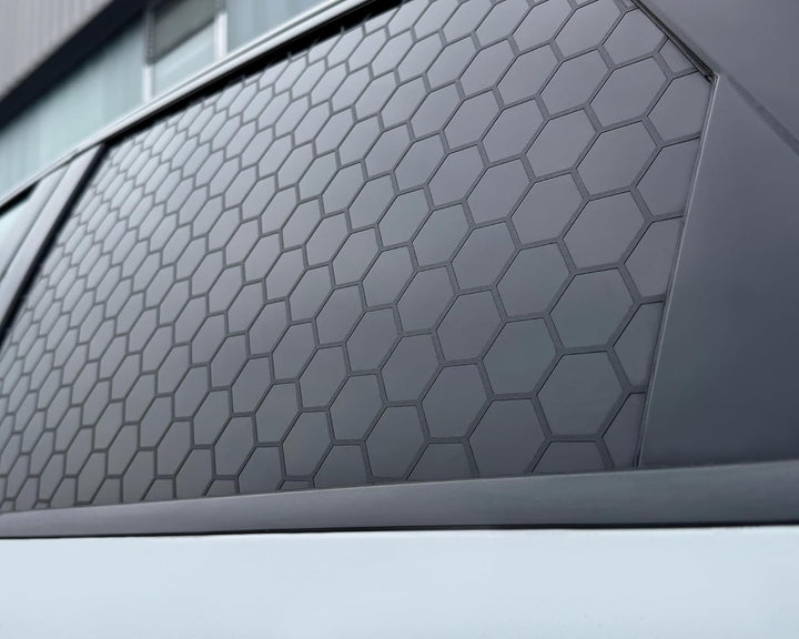 FOLIATEC Scheiben Sticker Honeycomb Auto Aufkleber, schwarz glänzend, 75 x 50 cm Schwarz Glänzend Ho