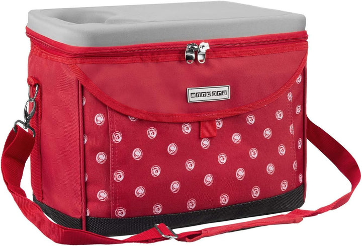 anndora Kühltasche 22 L Picknick Kühlbox 35 x 24 x 27 cm - Farbauswahl Rot Weiss Gepunktet, Rot Weis