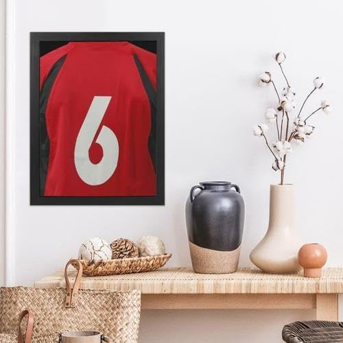 Trikot Bilderrahmen Fussball 45x35 cm, Schwarz Objektrahmen Holz T-Shirt-Präsentationsrahmen, Trikot
