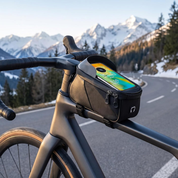 Fahrrad Rahmentasche Wasserdicht, 1.5L Oberrohrtasche Handytasche mit TPU