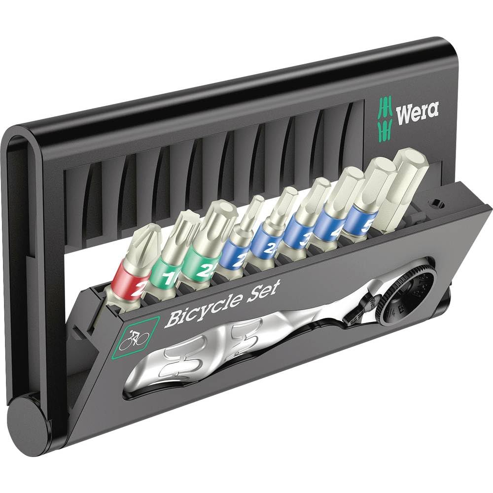 Wera 05004177001 Bicycle Set 9, Fahrrad Werkzeug Satz, 10-teilig 1/4 Tool Check mit Mini Knarre Satz