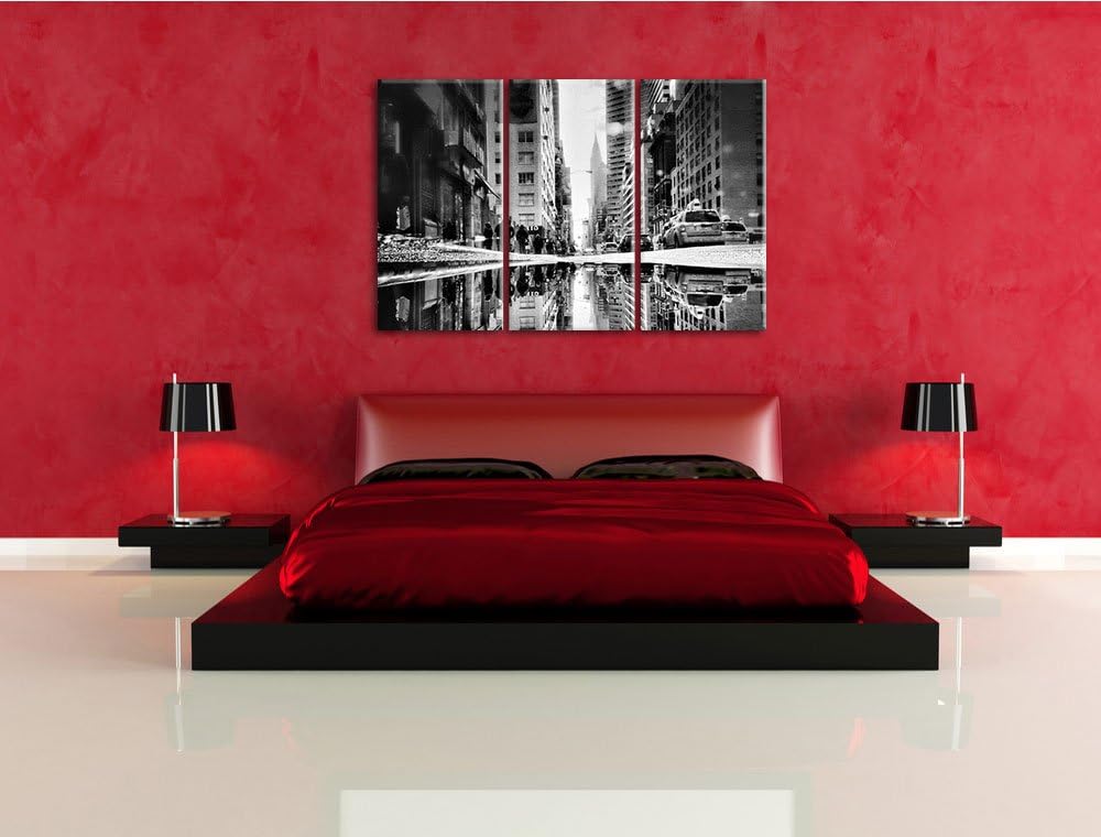 Pixxprint Monocrome, New York Times Square 3-Teiler Leinwandbild 120x80 Bild auf Leinwand