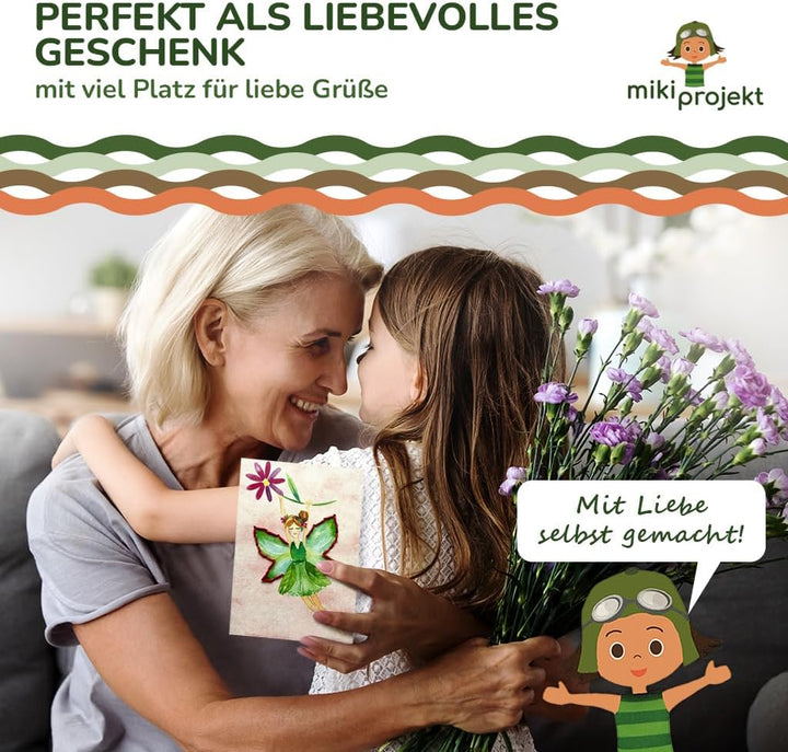 mikiprojekt® Prickelbilder Premiumqualität, Naturkarton - ab 4 Jahren mit Garn - Ausnähkarten – made