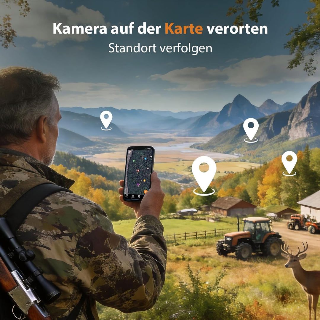 GardePro E6 Wildkamera WLAN Antenne 24MP 1296P mit Bewegungsmelder Nachtsicht No Glow Infrarot 940nm