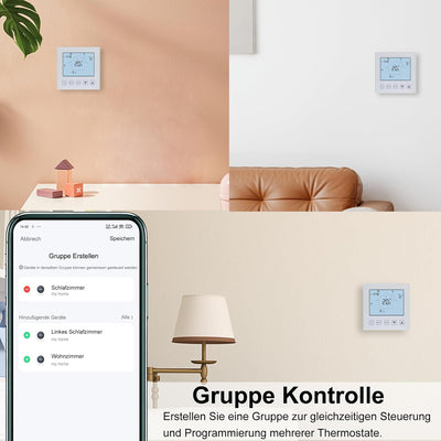 KETOTEK Smart Thermostat Fussbodenheizung Elektrisch WiFi 16A Alexa Google Assistant Kompatibel, Dig