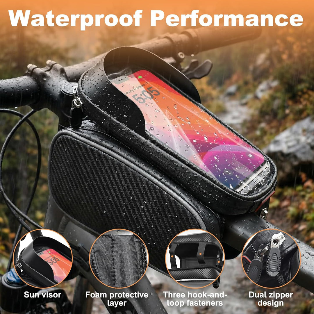 Lenkertasche Fahrrad, Wasserdicht Fahrrad Rahmentasche mit TPU Touchscreen Handytasche Oberrohrtasch