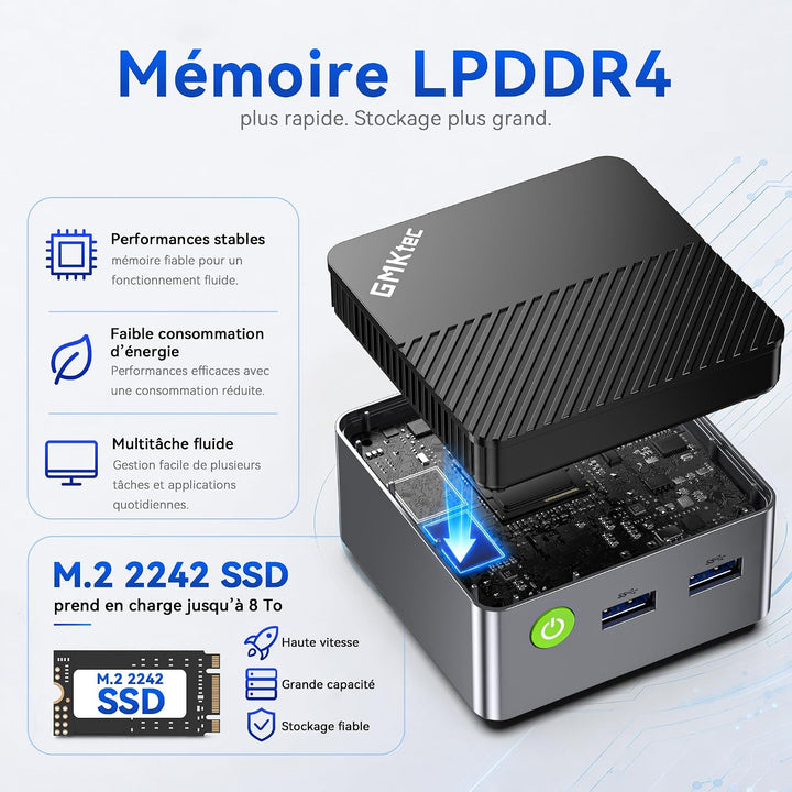 GMKtec G5S Mini-PC,Intel N5095 bis zu 3,6 GHz,8GB LPDDR4,128GB SSD, Dual-HDMI-4K-Display, Wi-Fi 6, B