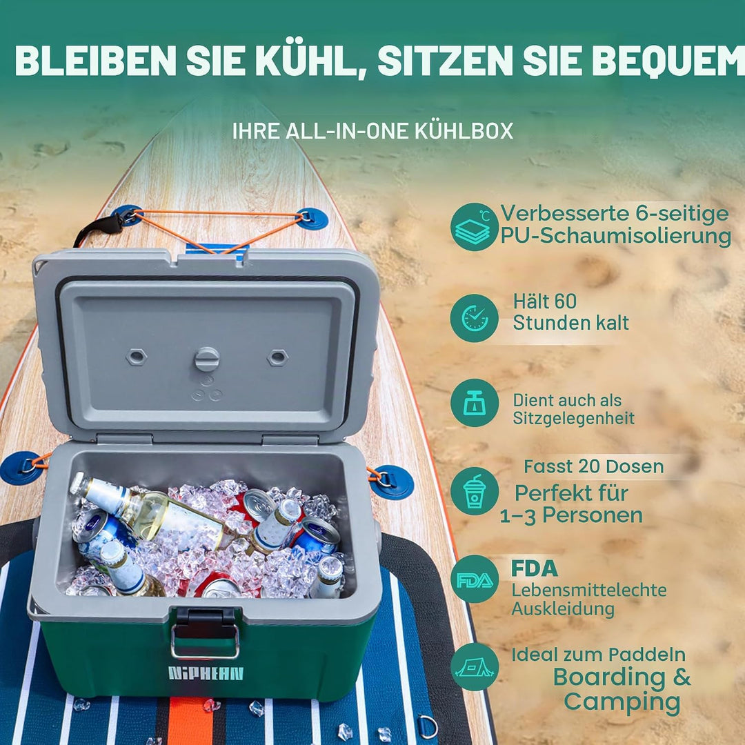 Niphean 4-lagige isolierte SUP Kühlbox – 60 Stunden Kälteerhalt, als Sitz auf dem Paddle Board umwan