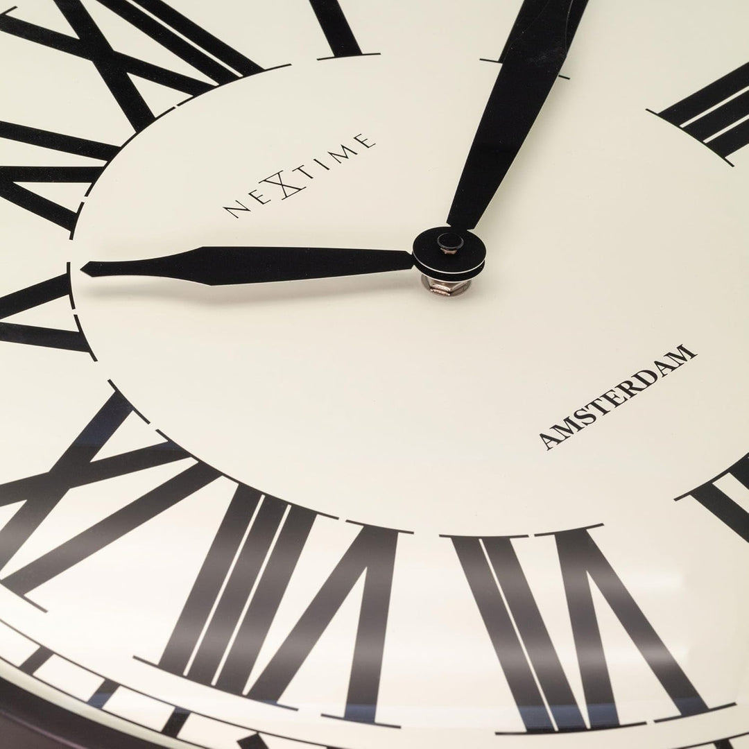 NeXtime Wanduhr Dia. 40cm - Metall Amsterdam Stil Uhrwerk One Size Silberfarben, One Size Silberfarb