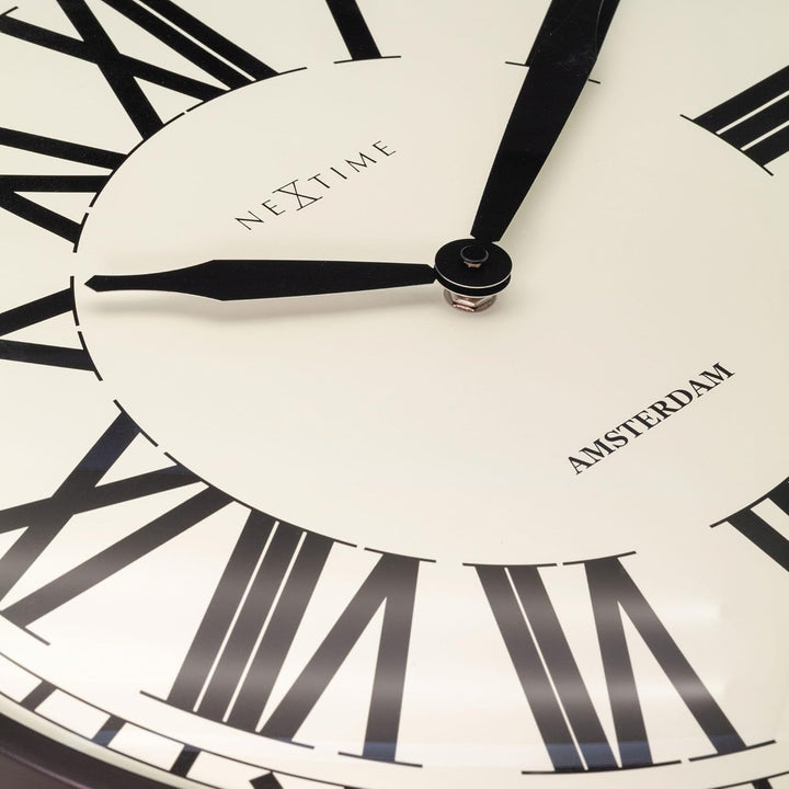 NeXtime Wanduhr Dia. 40cm - Metall Amsterdam Stil Uhrwerk One Size Silberfarben, One Size Silberfarb