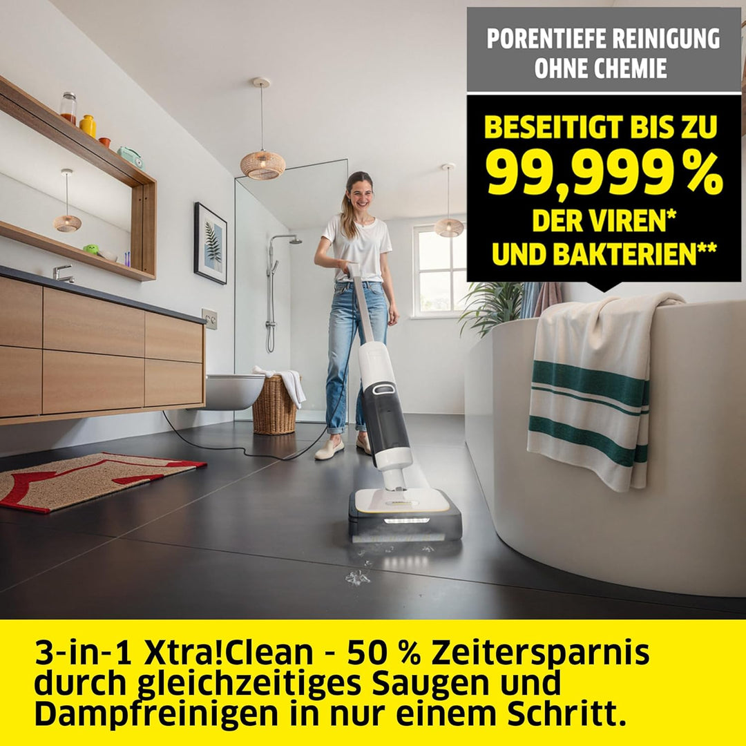 Kärcher Dampfsauger SCV 4 Steam Vac, 3-in-1 Lösung (Dampfreinigung, Saugen & Kombi), eliminiert 99,9