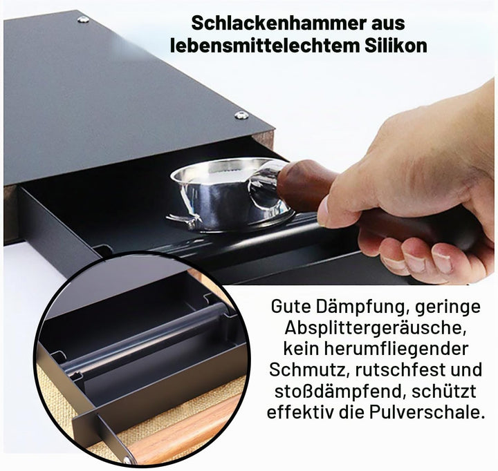 Sudschublade für Siebträger，Kaffeesatz Schublade，Kaffee Klopfbox mit Stossdämpfender Abnehmbarer Klo