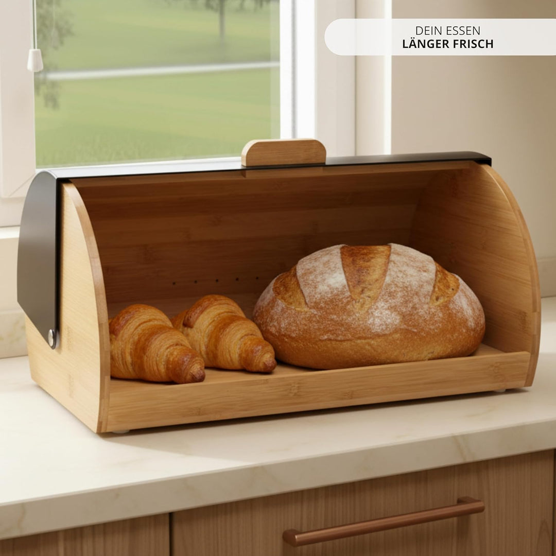 Erreke Brotkasten, Frisches Brot für längere Zeit, Bewahrt das Aroma, Brotkasten Schwarz, Brotbehält