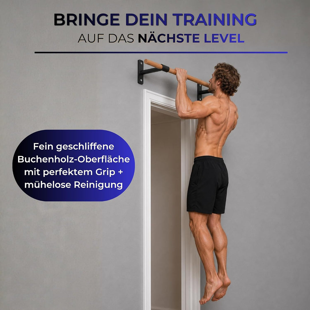 Klimmzugstange, Pull Up Bar über Türrahmen &amp; Balken - robustes Material pulverbeschichtet - Belastba