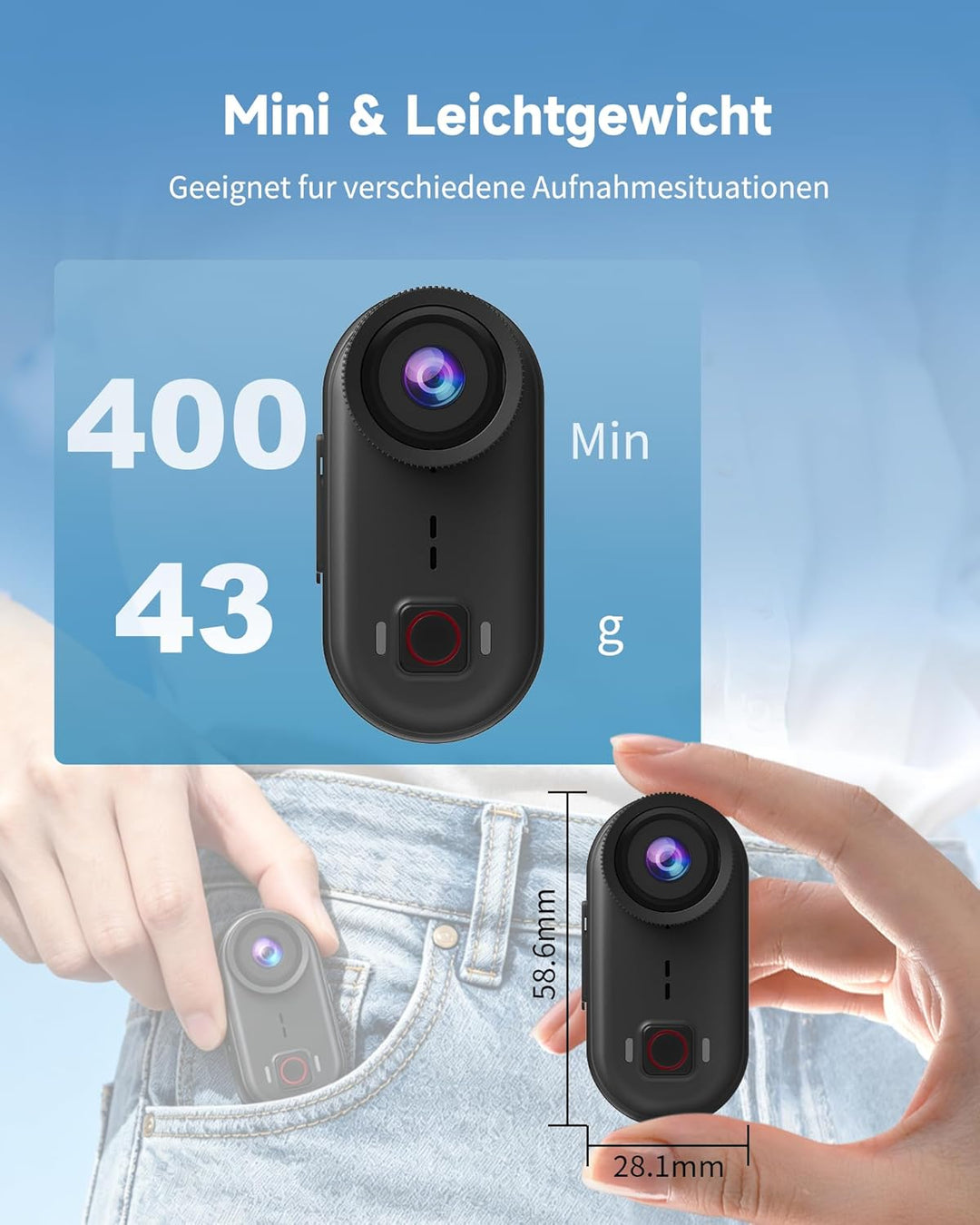 4K Action Cam Körperkamera Bodycam Vlog Kamera, 10M Unterwasserkamera,WiFi Magnetische POV-Aufnahme,