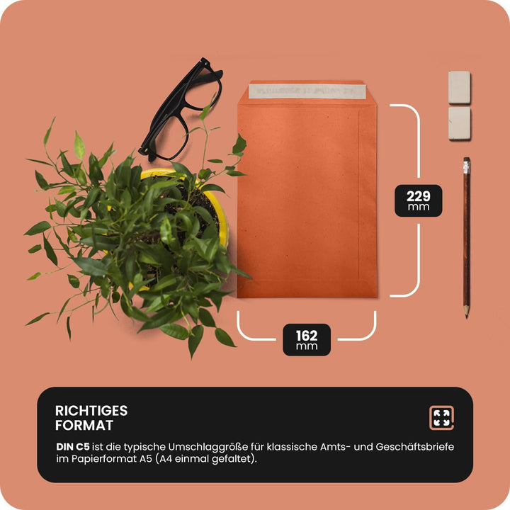 Netuno 500x Versandtasche DIN C5 Orange 162 x 229 mm 110g Design Eko Briefkuvert gross a5 Briefumsch
